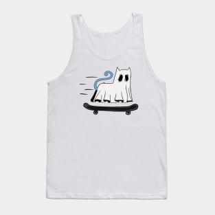 Skateboarding Ghost Cat Tank Top